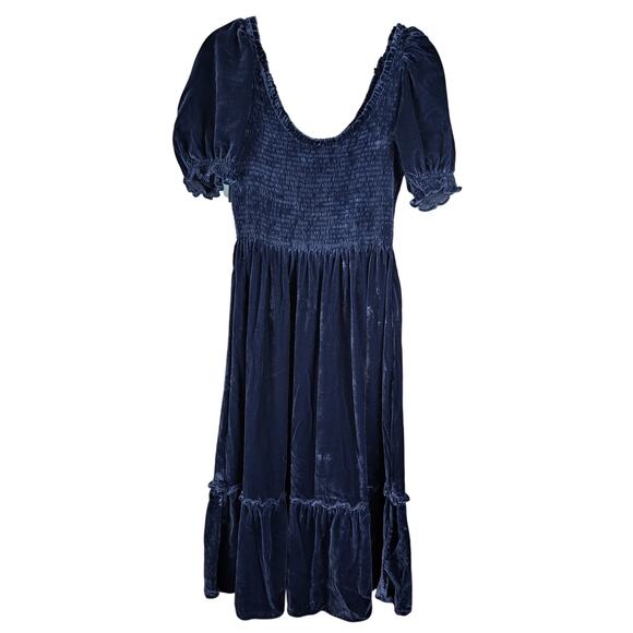 NWT Hill House The Louisa Nap Midi Dress Smocked Puff Sleeve Sz M Velvet‎ Preppy - Picture 1 of 10
